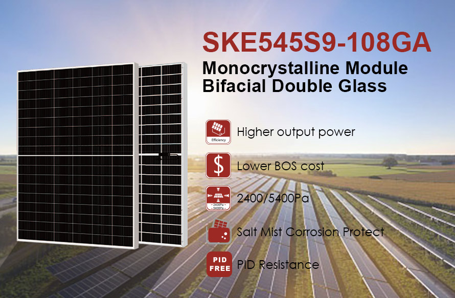 210mm 545W Mono perc bifacial PV panel
